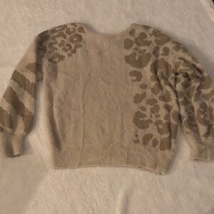 She + Sky Animal Print Sweater - Beige and Brown